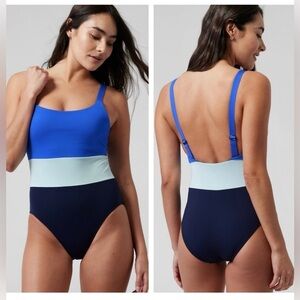 Athleta Coastline One Piece Cerulean blue Swimsuit Size M